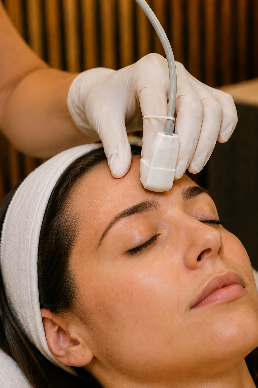 A Beauté Concept specialist performing a SibUS-In ultrasound assessment